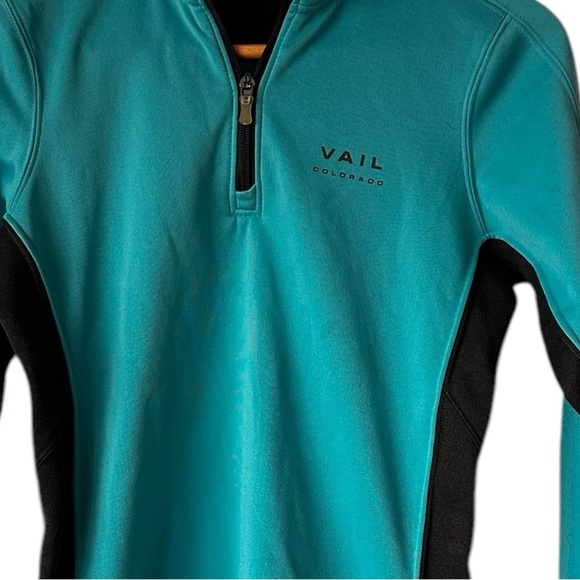 Women's Teal and Black Quarter-Zip Sweatshirt - Picture 12 of 12